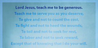 Prayer for Generosity - "Lord Jesus, teach me to be generous" line highlighted