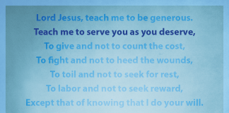 Prayer for Generosity - "Teach me to serve you as you deserve" line highlighted