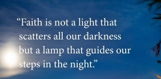 "Faith is not a light that scatters all our darkness but a lamp that guides our steps in the night." - Pope Francis