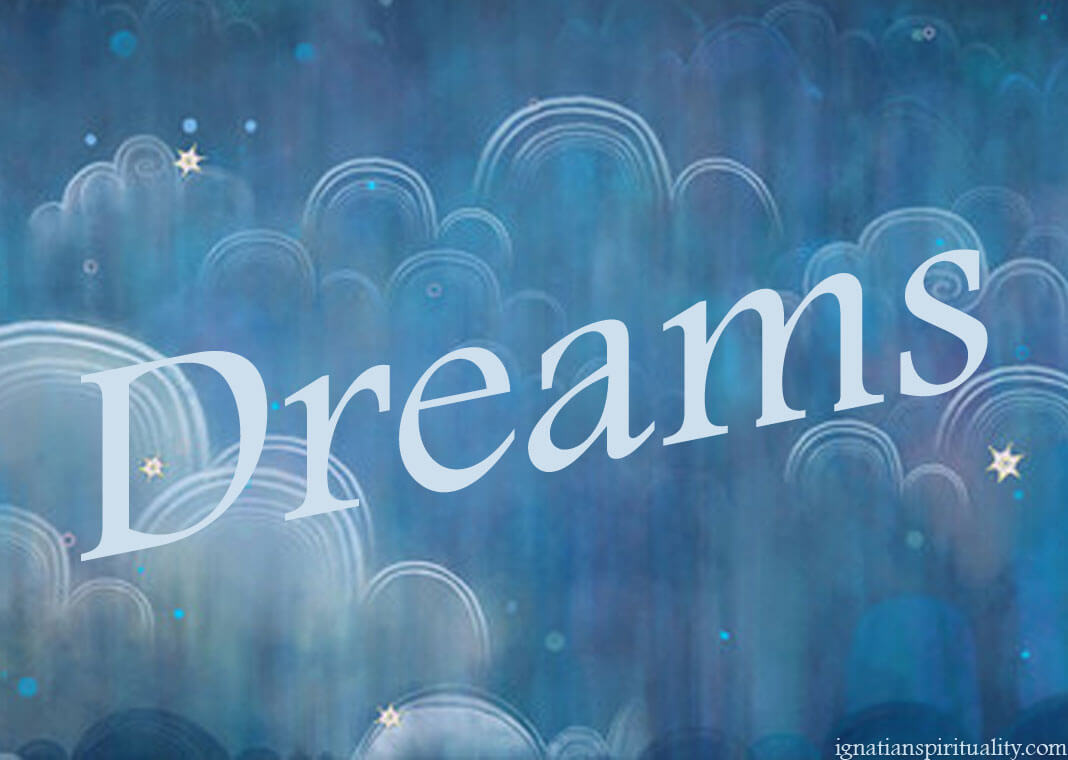 dreams - word floating on a starry cloudy sky background