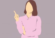 illustration of woman thinking and pointing