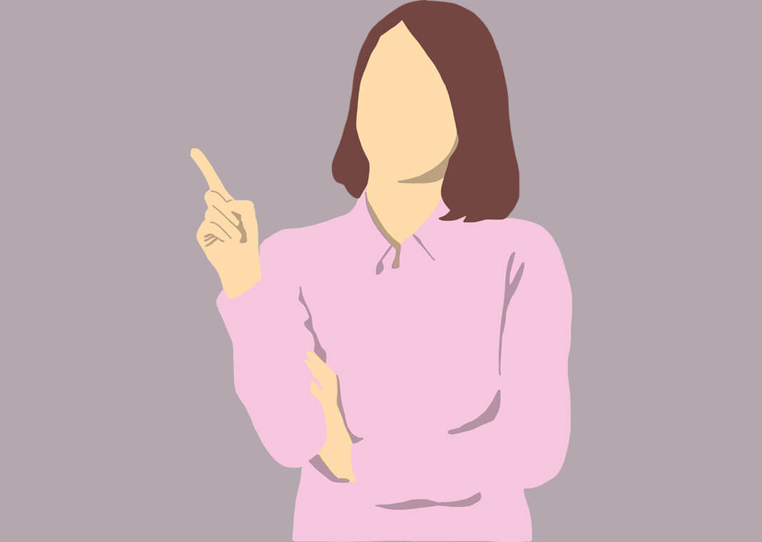 illustration of woman thinking and pointing