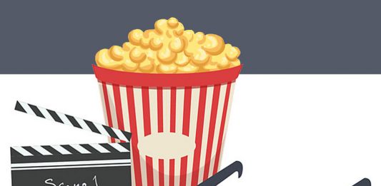 3-d glasses and popcorn - ready for movie to start