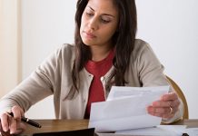 woman paying bills