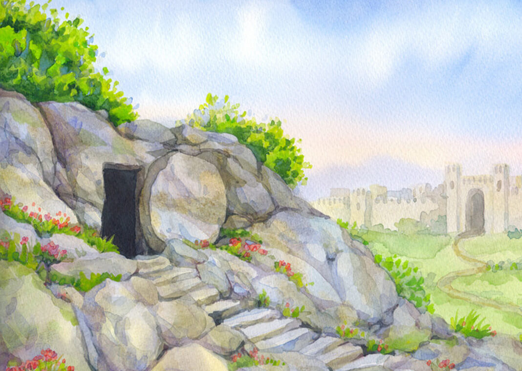 illustration of open tomb, indicating Resurrection