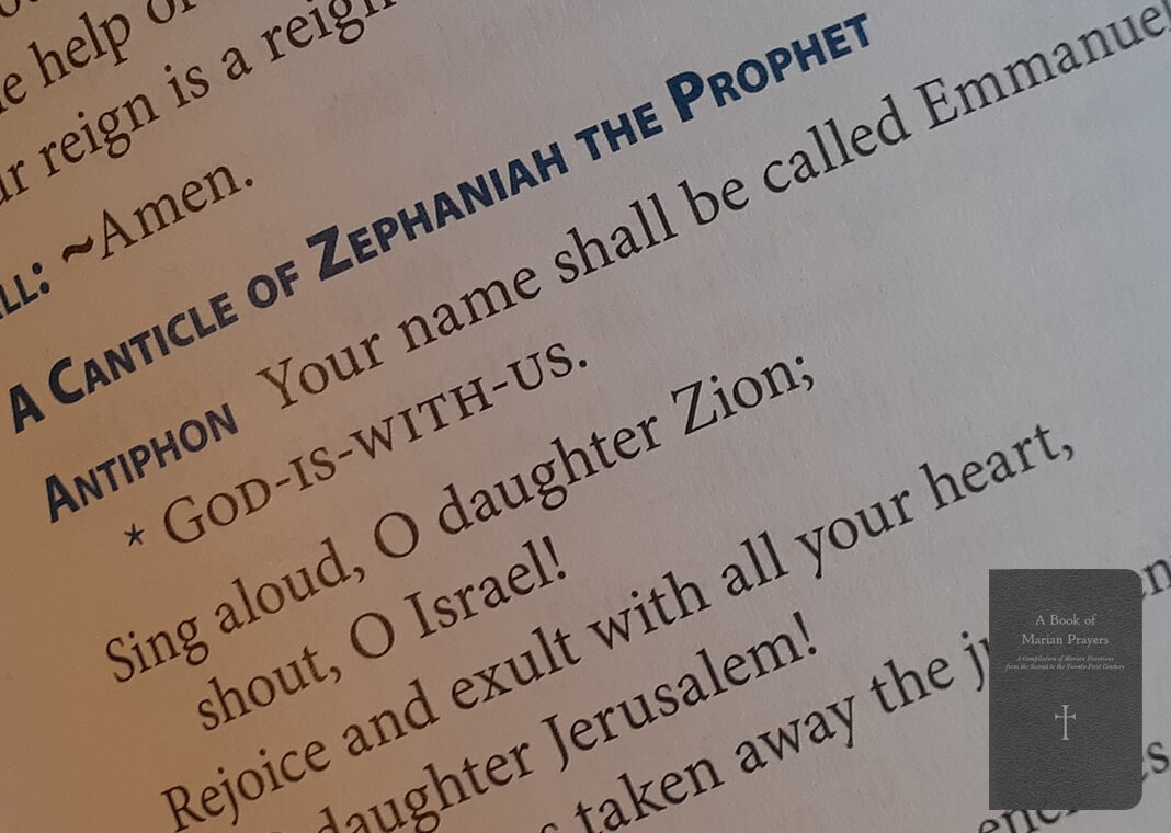 Zephaniah 3:14-17 page from "A Book of Marian Prayers"