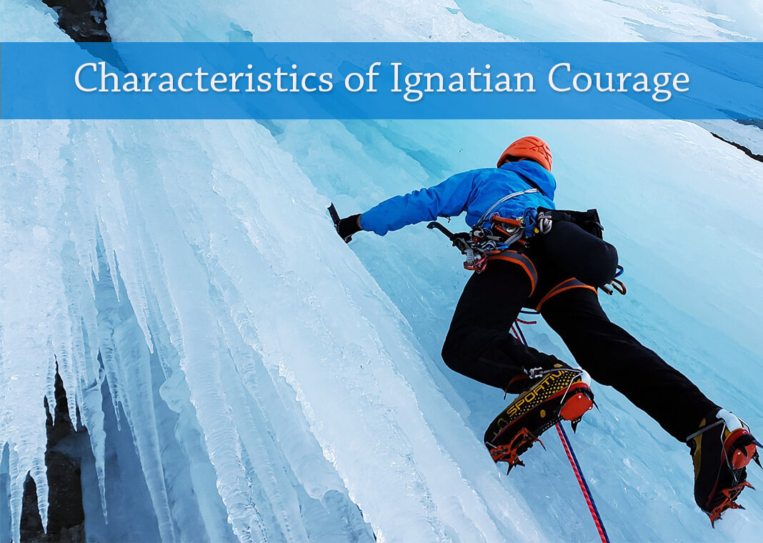 ice climber next to text "Characteristics of Ignatian Courage" - image by Simon from Pixabay