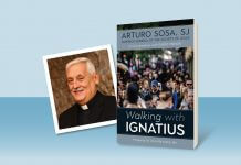 "Walking with Ignatius" by Arturo Sosa, SJ - book cover and author photo