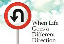 When Life Goes a Different Direction - text next to U-turn sign