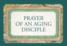 Prayer of an Aging Disciple - text on art inspired by cover of book "Answering God's Call" by Barbara Lee