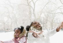 girls with arms open to catch snowflakes - photo by Jose Luis Pelaez Inc/Digital Vision/Getty Images