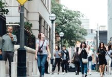 sidewalk crowd - photo by PIXNIO