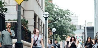 sidewalk crowd - photo by PIXNIO