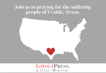 Prayer for Uvalde Texas - heart over Texas in map of United States