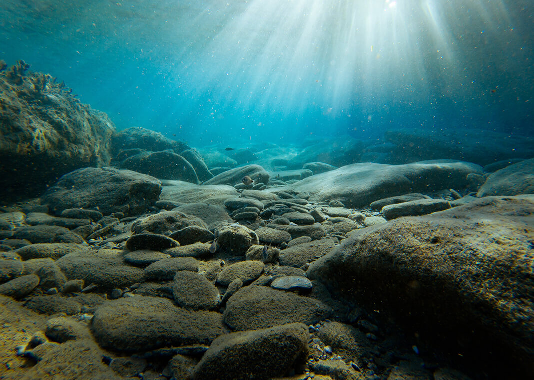 rocks at bottom of sea - photo by Yannis Papanastasopoulos on Unsplash