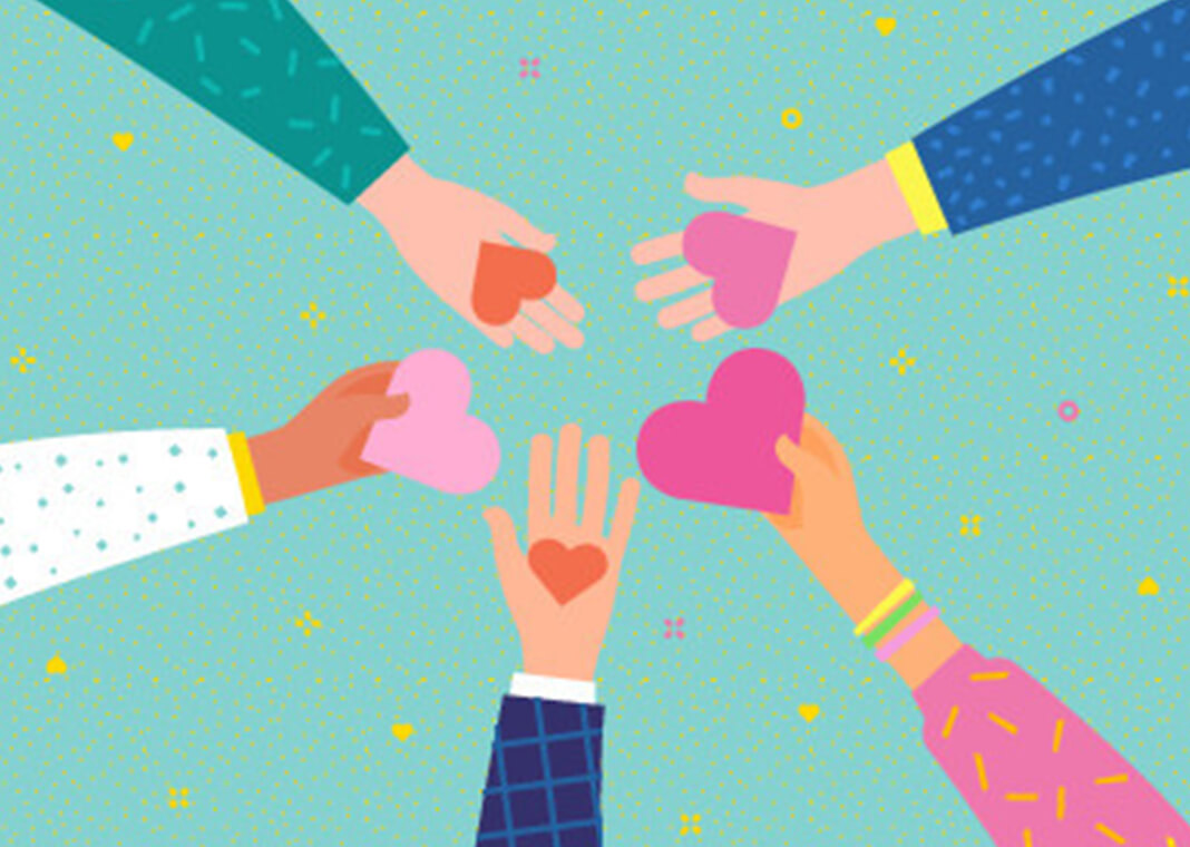 sharing love - illustration of hands holding out hearts - VectorStory/iStock/Getty Images
