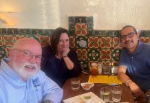 Laura Miera with Gregory Boyle and Fabian Debora in Santa Fe, New Mexico