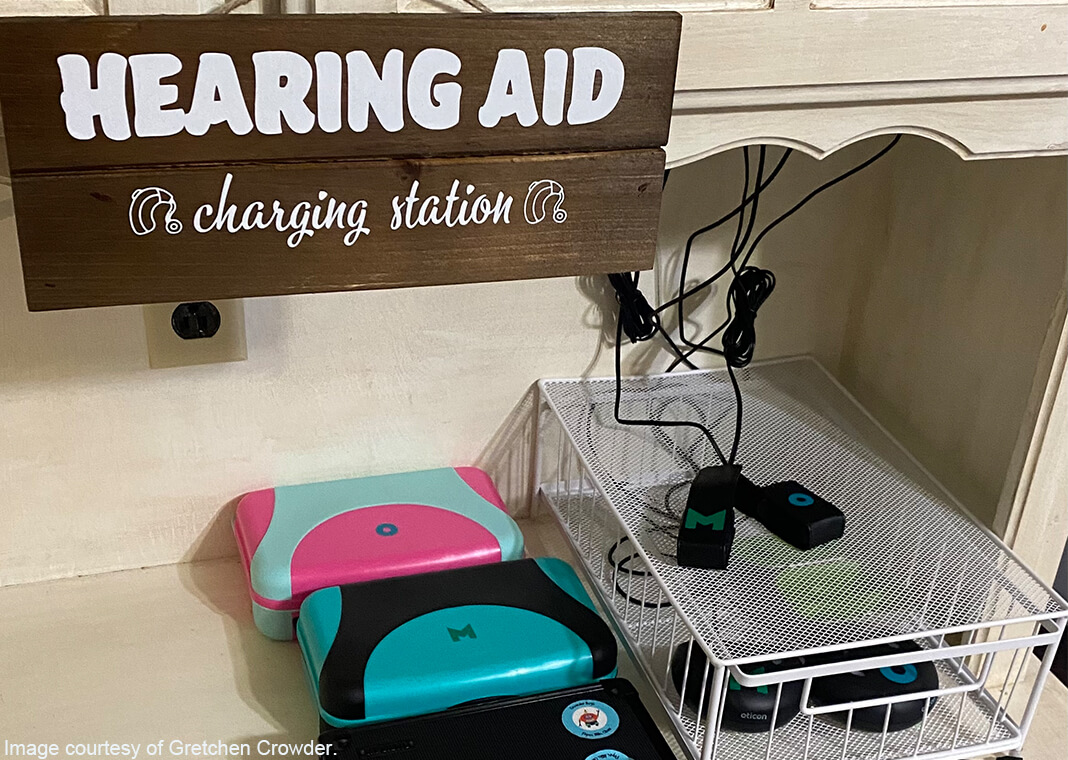 hearing aid charging station - image courtesy of Gretchen Crowder