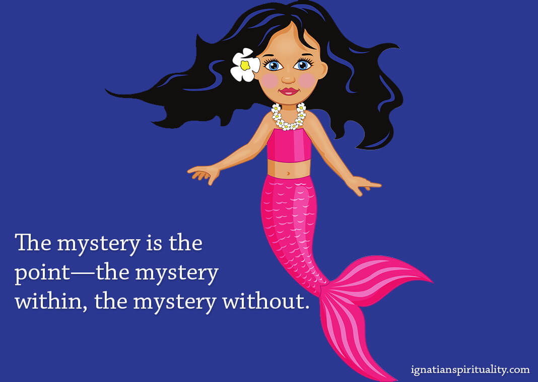 Memaid illustration with quote by Eric Clayton - "The mystery is the point—the mystery within, the mystery without." - image by John Huxtable from Pixabay