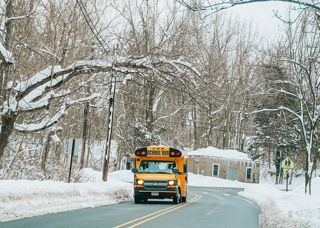 school bus on snowy day - photo by DA Capture on Pexels