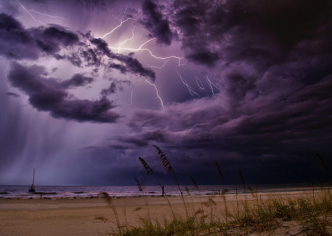 stormy night at the beach - photo by Greg via Pexels