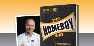 The Homeboy Way: A Radical Approach to Business and Life by Thomas Vozzo - book cover next to author photo