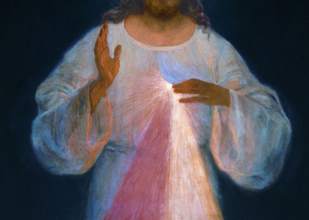 close-up of hands - Divine Mercy image - Eugeniusz Kazimirowski, public domain via Wikimedia Commons