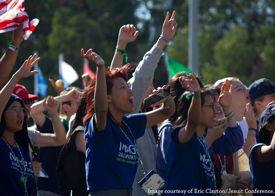 Young adults at Magis 2023 in Portugal - image courtesy of Eric Clayton/Jesuit Conference. Used with permission.