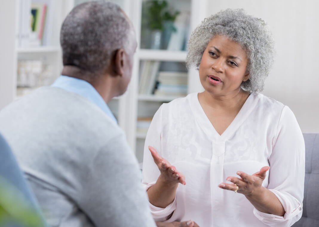 older couple in serious conversation - SDI Productions/E+/Getty Images