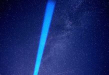 beam of blue light in night sky - image by torstensimon from Pixabay
