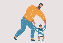 illustration of father with toddler son - cosmaa/iStock/Getty Images