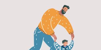 illustration of father with toddler son - cosmaa/iStock/Getty Images