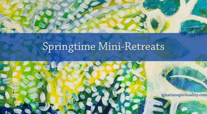 Springtime Mini-Retreats - text over blue, green, and yellow watercolor image suggesting spring by simonidadjordjevic/iStock/Getty Images