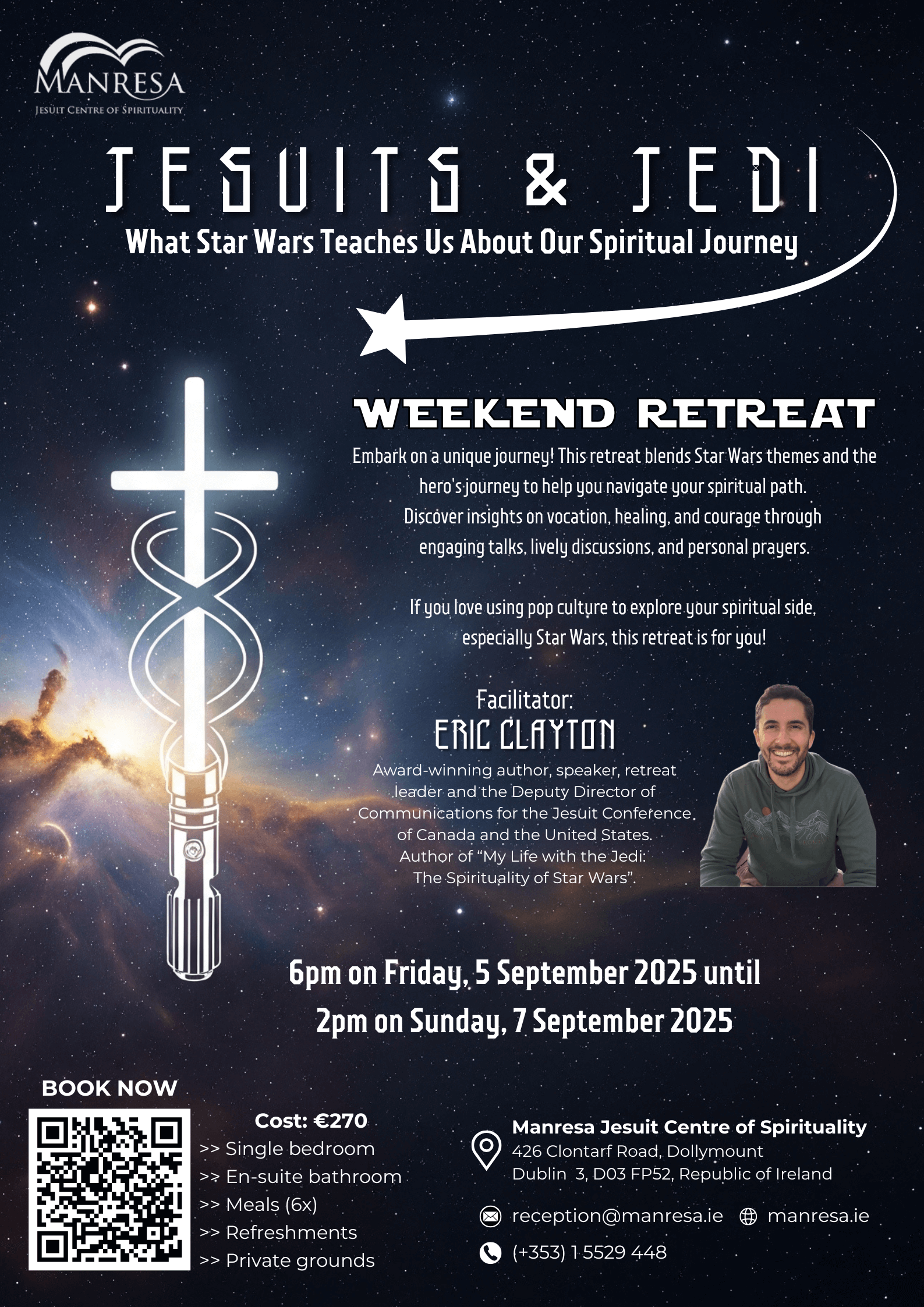 Flyer for Jesuits and Jedi retreat at Manresa Jesuit Centre of Spirituality, Dublin, Ireland. Used with permission.