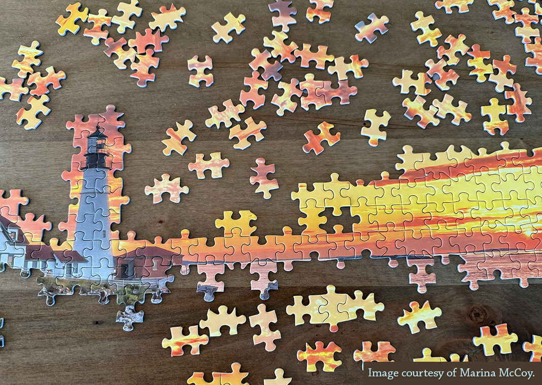 unfinished lighthouse puzzle - image courtesy of Marina McCoy