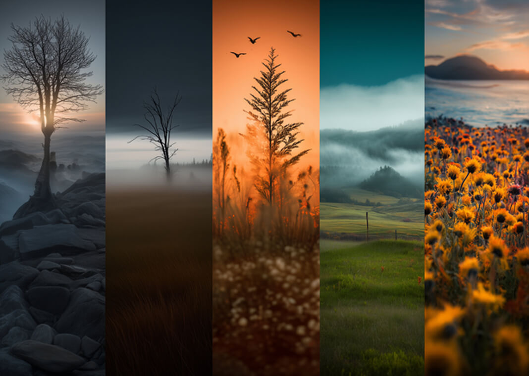 collage of landscapes in different seasons - photo by djovan on Pixnio