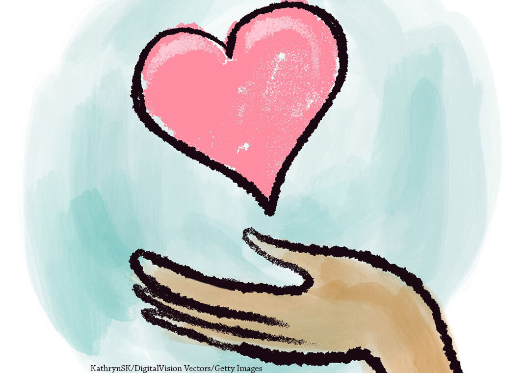 illustration of heart above hand - KathrynSK/DigitalVision Vectors/Getty Images
