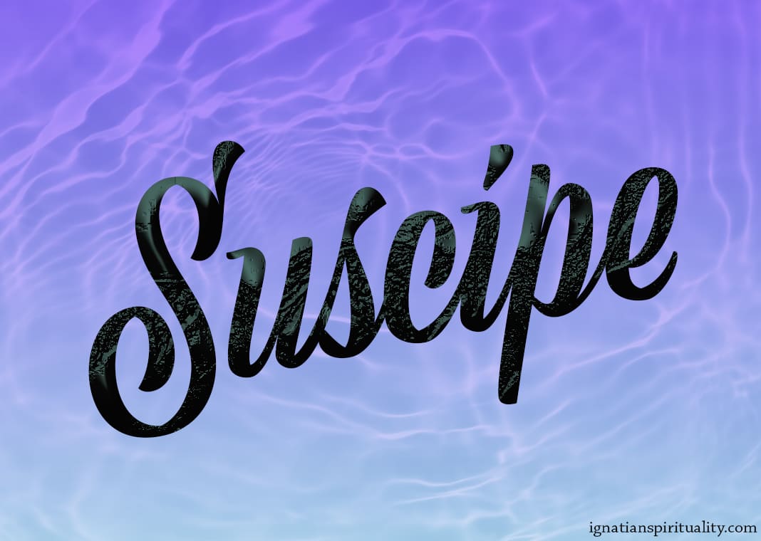 Suscipe word - background based on art by Naoki Kim/Shutterstock.com