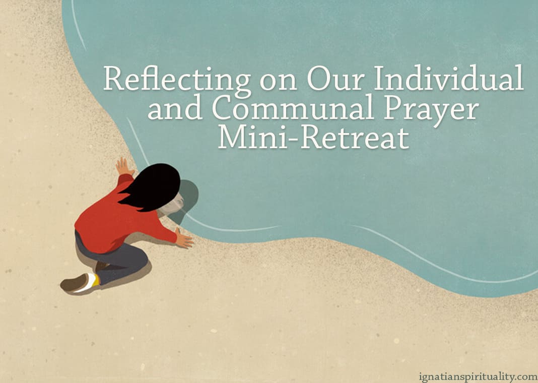 young woman looking at her reflection in pool - text: Reflecting on Our Individual and Communal Prayer Mini-Retreat - Malte Mueller/fStop/Getty Images